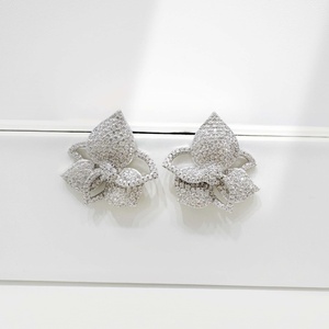 wholesale plata 925 sterling silver Geometric western earring exaggerate wedding zircon round Brilliant Cut hip hop earrings - Product Image 3