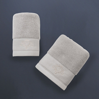 Wholesale Premium Custom White Dark Grey Cotton Terry Bath Spa Towel Two Piece Salon Set Towels logo
