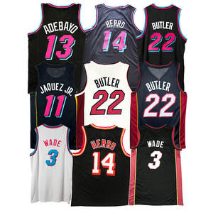 Maillot de <span class=keywords><strong>basket</strong></span>-ball Butler 22 Adebayo 13 Vice Nights, brodé, Jaquez Jr 11, Herro 14, Wade 3, rétro, en maille, tenues d'équipe, vêtements de sport - Product Image 2
