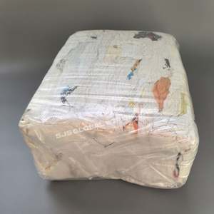 Trapos de algodón 100% blancos de alta resistencia, 20 lbs, económicos, paños de limpieza de algodón de alta calidad, trapos blancos impresos tipo camiseta para uso industrial - Product Image 1