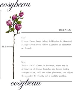 Flores de Magnolia Decorativas Artificiales de Alta Calidad con 4 Cabezas y Tacto Real para el Hogar, Bodas, Año Nuevo, Día de San Valentín, Día de la Madre - Product Image 2
