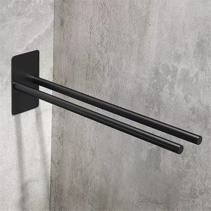 Porte-serviettes en fer auto-adhésif sans perçage avec finition dorée, résistant à la rouille, design moderne pour usage hôtelier - Product Image 6