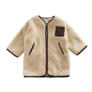 Manteau long pour fille, hiver 2019, nouveau modèle, en coton chaud et épais, rembourré en laine d'agneau, coupe ample, pour bébé et enfant, avec fermeture éclair, duveteux - Product Image 1