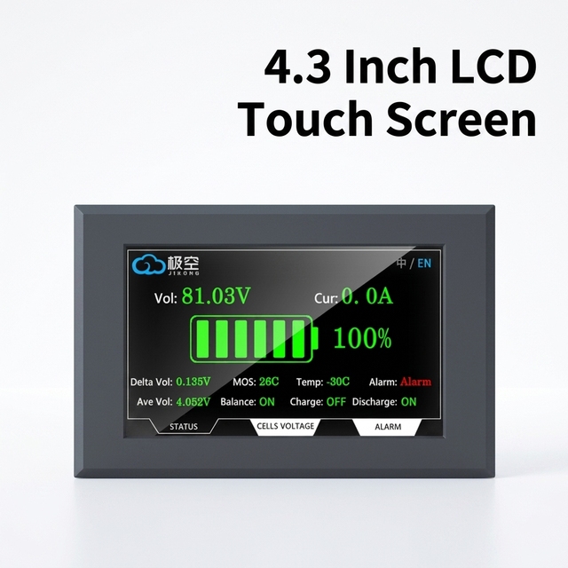 Original JIKONG JKBMS 4.3" LCD Touch Screen Smart Monitoring Display Panel for V19 BMS LiFePO4 Lithium Battery Pack DIY