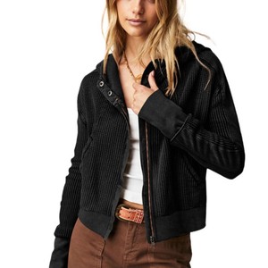 Cardigan <span class=keywords><strong>con</strong></span> Zip e Cappuccio in Corduroy Foderato, Manica Lunga, Tendenza Primaverile per <span class=keywords><strong>Donna</strong></span> - Product Image 5
