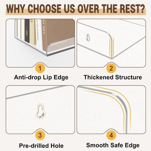 Floating Acrylic Wall <b>Shelf</b> Transparent Rectangle Storage <b>Rack</b> Wall Mounted For Miscellaneous Items - Product Image 3