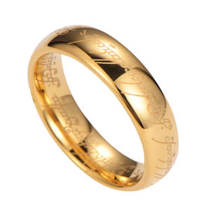 Anillo Mágico Clásico de Tungsteno Chapado en Oro para Hombre con Letras Grabadas, Estilo Dominante de El <span class=keywords><strong>Señor</strong></span> de los <span class=keywords><strong>Anillos</strong></span>, Unisex, para Boda y Aniversario - Product Image 1