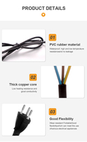 Câble d'alimentation universel 10A 250V Swiss Plug pour l'électronique de maison et de bureau