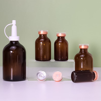 Flacon compte-gouttes en verre ambré de 10 ml, 20 ml, 30 ml, 50 ml, 100 ml avec bouchon à vis et applicateur pour sérum et huile