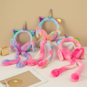 Factory Direct Sale Warm Polyester Plush <b>Tie</b>-dye Airbag Earmuffs Winter Colorful Fun Cute Cold-Proof Rabbit Ear Unisex Wholesale - Product Image 5