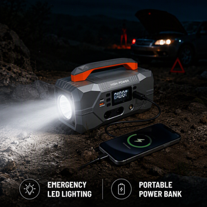 Kit d'outils d'urgence robuste 2500A pour voiture/camion, écran couleur 6-en-1, booster de batterie 10000mAh, 8L essence, 6L diesel, batterie externe PD 100W - Product Image 5