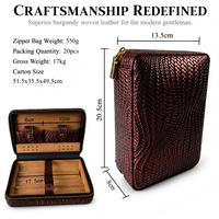Humidor à cigares en cuir à motifs exotiques, boîte de rangement portable doublée de cèdre, étui de voyage d'affaires de luxe avec emplacements pour accessoires