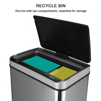 Cubo de Basura Automático de 30L - 80L, Cubo de Basura Inteligente de Acero Inoxidable con Sensor, Cubo de Basura para Cocina