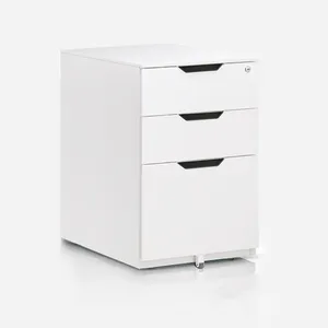 משרד רהיטים פלדה 3 מגירה ארון קבצים נייד תחת שולחן ארון לבן ארון מתכת עם מנעול - Product Image 1