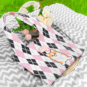 Sac fourre-tout en toile personnalisé Happy Corgi Argyle avec imprimé chien, cadeau pour les amoureux des Corgi, sac d'épicerie réutilisable - Product Image 4