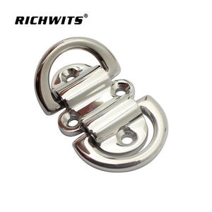 Poignée de bateau Zhibo en acier inoxydable, double boucle en D, polie miroir, avec plaque de fixation, anneaux en D pour la coque de yacht - Product Image 3