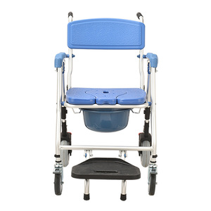 Folding Wheeled <b>Commode</b> <b>Chair</b> Royal Blue Mobile Toilet Seat For Elderly Bathroom Safety Equipment - Product Image 4