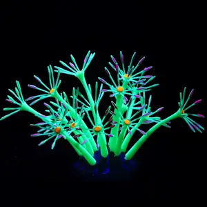 Décorations florales d'aquarium d'aménagement paysager de tournesol fluorescent simulant des pièces d'aménagement paysager d'aquarium de tournesol