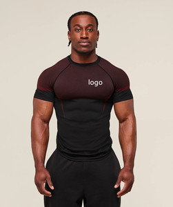 Factory Direct Formal Short-sleeve Woven Polyester/Nylon Neck T-shirt for Fitness Men's Quick-dry Breathable Regular Fit Print - Product Image 1