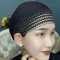 Gorro Musulmán Modal con Pedrería Termoadhesiva para Mujer - Cubrecabeza Elástico Adornado para Uso Diario