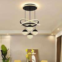 Lustre LED de luxe minimaliste nordique pour salon ou restaurant, en fer, aluminium et acrylique, style moderne avec boules pour escalier