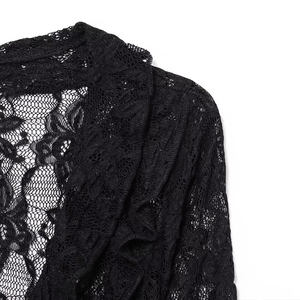 Abbigliamento donna estivo ZATRHMBM 2025 nuova moda decorazione <span class=keywords><strong>pizzo</strong></span> Top retrò classica camicia da donna Casual <span class=keywords><strong>nera</strong></span> - Product Image 5