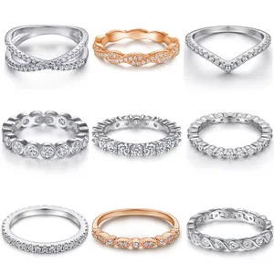 Fashion Silver Eternity Ring Iced Out Tarnish Free 925 Rhodium Wedding Band Rings 925 Sterling Silver