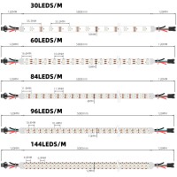 Bande LED personnalisée WS2812B WS2811 WS2815 5050 5V 12V 24V RGB Rgbw Rgbww RGBIC IP65/IP67/IP68 étanche Tira Led Strip