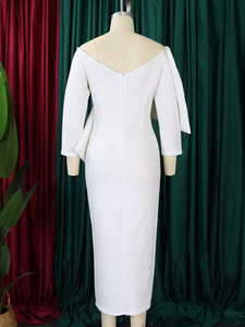 <span class=keywords><strong>Robe</strong></span> Longue de Soirée 2024 pour Femme, Épaules Dénudées, Grand Nœud, Décolleté Plongeant, Manches Longues, Coupe Moulante Ajustée, Idéale pour Célébrités, Dîners d'Anniversaire et Grandes Occasions - Product Image 2