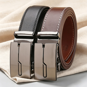 Boucle à cliquet géométrique classique, boucle coulissante automatique en alliage de zinc noir pour ceintures en cuir pour hommes, attache élégante pour ceinture - Product Image 4