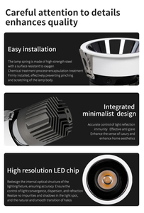 Luz LED Empotrable de Techo de 12W, Antideslumbrante, Ajustable, de Aluminio, 3CCT, Regulable, <span class=keywords><strong>220V</strong></span>, con Cambio de Color - Product Image 3