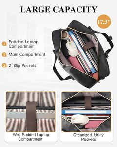 Zaino per Laptop da 17 Pollici per <span class=keywords><strong>Donna</strong></span>, <span class=keywords><strong>Borsa</strong></span> Convertibile Grande in Pelle Impermeabile con Design Trapuntato - Product Image 4