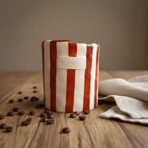 Tazza da Caffè in Ceramica Creativa, Moderna Tazza per Latte Dipinta <span class=keywords><strong>a</strong></span> <span class=keywords><strong>Mano</strong></span> con Strisce Rosse e Foro per Cannuccia di Garder Porcelain - Product Image 1