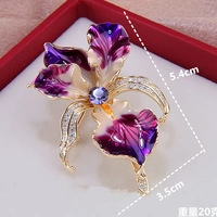 Broche en émail Iris de luxe léger pour femmes, broche de fleur haut de gamme, micro-incrustée de zircon, accessoire de broche