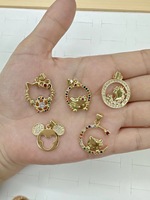 Conjunto de Pulsera de Oro al por Mayor con Colgante de Corazón de Hello Kitty y Aretes de Cristal