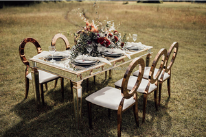 Luxus Golden Edelstahl Hochzeit Braut und Bräutigam Esstisch - Product Image 3