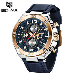 Top Brand New BENYAR 5151 Fashion <b>Men</b> Quartz <b>Watch</b> Sport Chronograph Business <b>Waterproof</b> Leather <b>Watches</b> for Man 2025 - Product Image 3