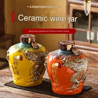 Jingdezhen fait à la main Dragon Art bouteille en céramique bouteille de vin Relief bouteille de vin en porcelaine avec bouchon d'étanchéité