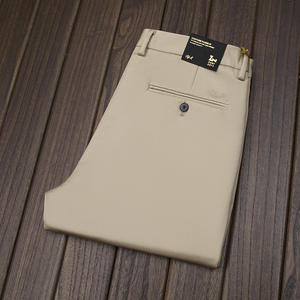 2025 pantalons d'affaires de luxe pour hommes 100% coton haut de gamme <span class=keywords><strong>grande</strong></span> <span class=keywords><strong>taille</strong></span> confortable coupe ample droite Logo personnalisé pour printemps plat - Product Image 2