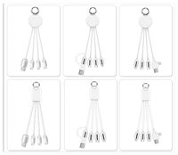 Câble de charge 3 en 1 blanc, le moins cher, personnalisable, avec logo lumineux LED, cadeau d'entreprise, double entrée, type C, USB A