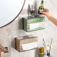 Boîte à mouchoirs en plastique PET de luxe à texture diamantée, murale ou de bureau, pour salle de bain, salon, coiffeuse, distributeur de mouchoirs