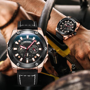 นาฬิกาผู้ชายหน้าปัดขนาดใหญ่นาฬิกาข้อมือควอตซ์หนังแท้สไตล์สปอร์ตโครโนกราฟสไตล์ใหม่ทันสมัย - Product Image 6