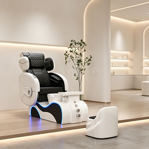 Fauteuil de pédicure électrique de luxe, canapé de pédicure moderne pour salon de spa avec bain de pieds en céramique et lumière LED - Product Image 4