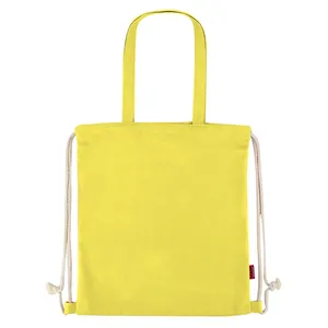 Mochila de Lona de Algodón Personalizada al por Mayor con Cordón y Asa, Bolsa Deportiva con Patrón de Letras - Product Image 5