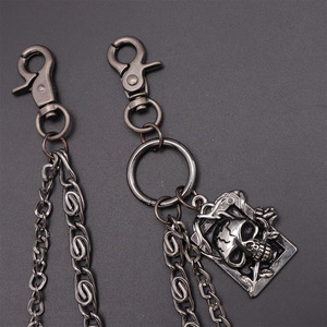 yueli Punk Metal Waist Chain Skeleton Design Double Layer Gunmetal Hip Hop Fashion Body Chain For Men Halloween Accessory - Product Image 4