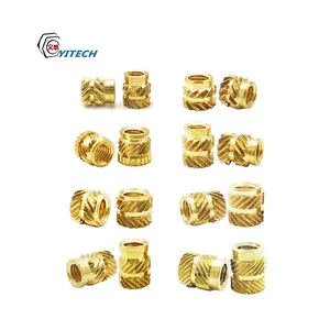 M2/M3/M4/M5/M6 Female Insert Nuts Thread Knurled Nuts Brass Threaded Insert Brass Embedment Nuts