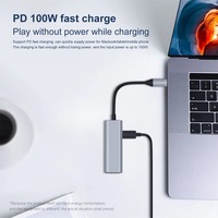 Station d'accueil portable en alliage d'aluminium Type C 3 en 1, USB 3.0 haute vitesse, HDTV 4K, chargeur PD 100W, adaptateur multifonctionnel