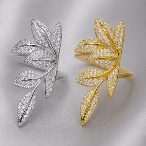 Anello con Design a Foglia e Fiore, Stile Statement, Anello per Dito Indice da Donna - Product Image 3