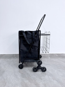 Rangka jala lipat 6 roda portabel, troli belanja lipat dengan Platform baja OEM tertutup untuk troli tangan untuk mendaki tangga - Product Image 2