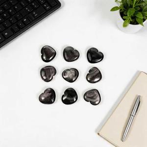 Corales de <span class=keywords><strong>Obsidiana</strong></span> Plateada en Forma de Corazón Natural, Cristales Brillantes para Decoración, Venta al por Mayor - Product Image 2
